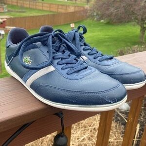 LACOSTE MEN'S LACE UP LEATHER TENNIS SHOES GIRON SZ 11 Ortholite